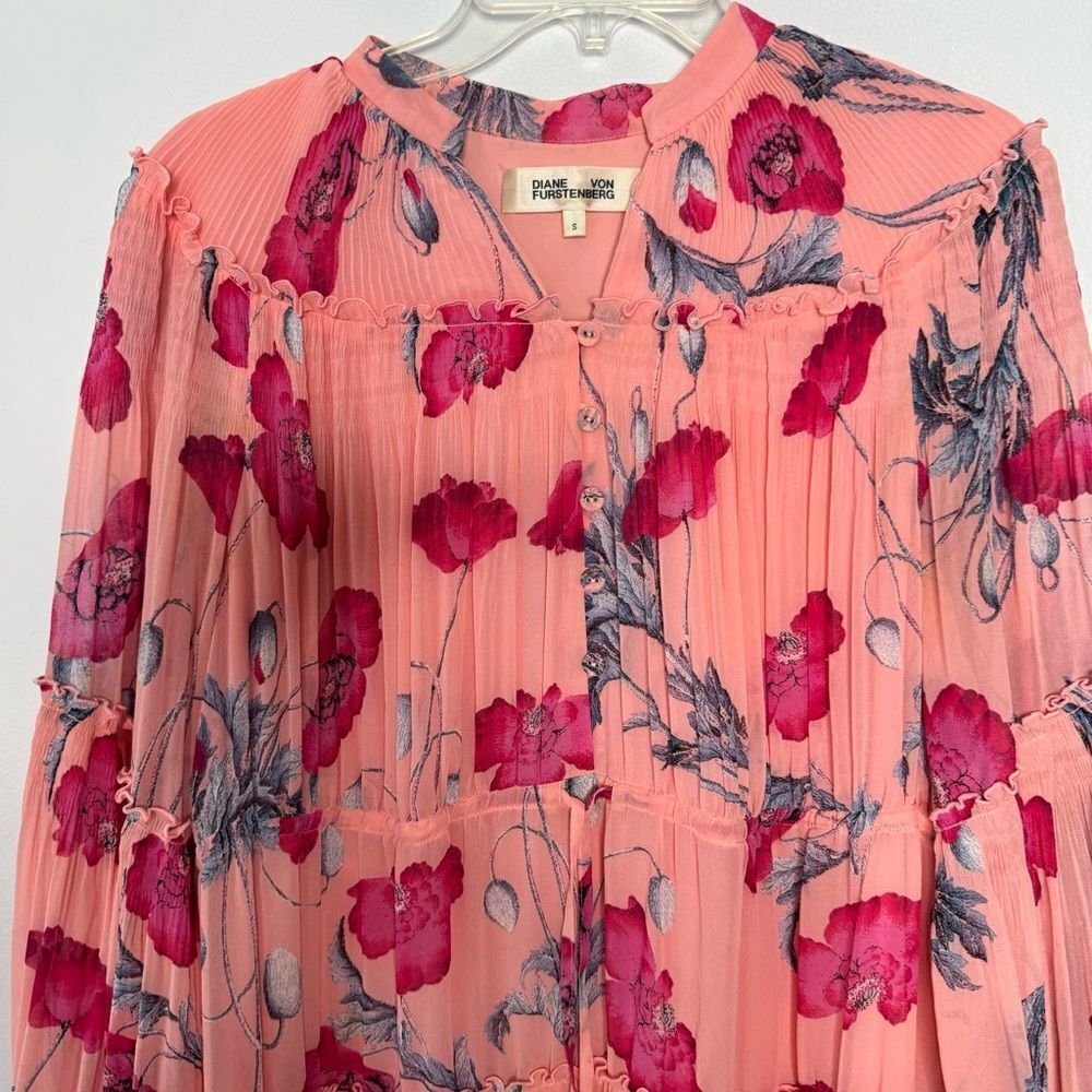Diane Von Furstenberg Link Pleated Ruffle Floral-Print Maxi Dress - Picture 7 of 9
